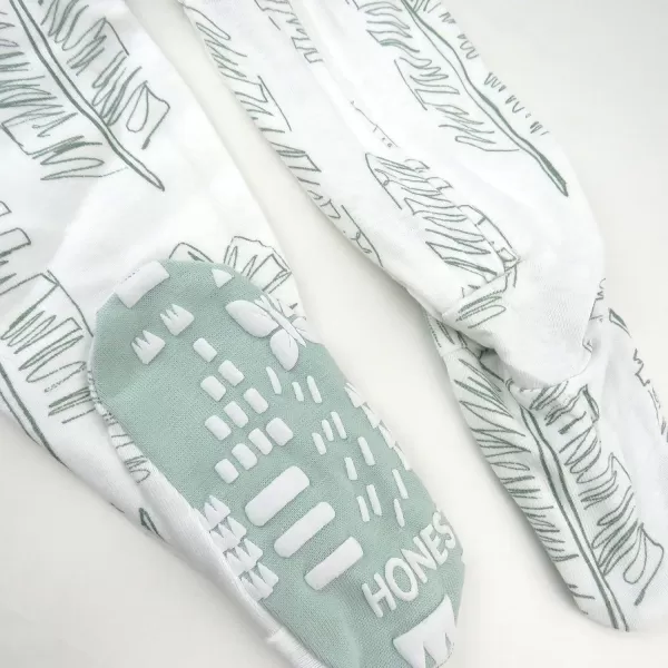 imageHonestBaby Baby Boys 2 Pack Non Slip Footed Pajamas One Piece Sleeper Jumpsuit Zip Front PJs 100 Organic Cotton2pack Jumbo Leaf Sage