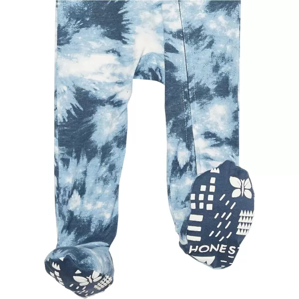 imageHonestBaby Baby Boys 2 Pack Non Slip Footed Pajamas One Piece Sleeper Jumpsuit Zip Front PJs 100 Organic Cotton2pack Jumbo Ombre Stripe Blue Indigo