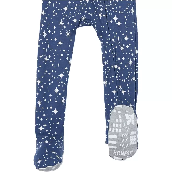 imageHonestBaby Baby Boys 2 Pack Non Slip Footed Pajamas One Piece Sleeper Jumpsuit Zip Front PJs 100 Organic Cotton2pack Twinkle Star Navy