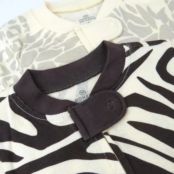 imageHonestBaby Baby Boys NonSlip Footed OnePiece ZipFront 100 Organic Cotton Pajamas Legacy2pack Brown Zebra