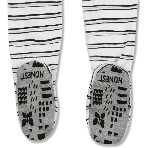 imageHonestBaby Baby Boys NonSlip Footed OnePiece ZipFront 100 Organic Cotton Pajamas Legacy2pack Tossed SkullsSketchy Stripe