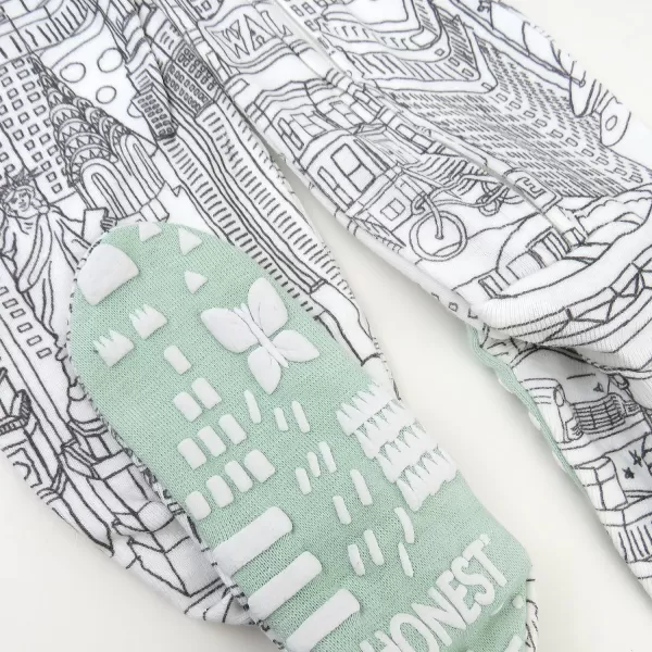 imageHonestBaby Baby Boys NonSlip Footed OnePiece ZipFront 100 Organic Cotton Pajamas LegacyCityscape Ny