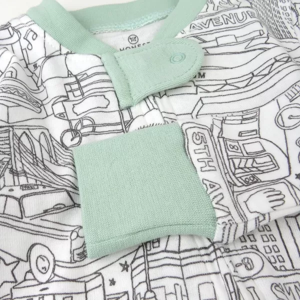 imageHonestBaby Baby Boys NonSlip Footed OnePiece ZipFront 100 Organic Cotton Pajamas LegacyCityscape Ny