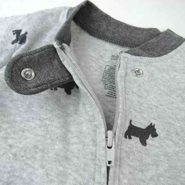 imageHonestBaby Baby Boys NonSlip Footed OnePiece ZipFront 100 Organic Cotton Pajamas LegacyGrey Scotty Dog