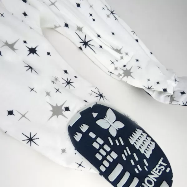 imageHonestBaby Baby Boys NonSlip Footed OnePiece ZipFront 100 Organic Cotton Pajamas LegacyJumbo Twinkle Star Navy