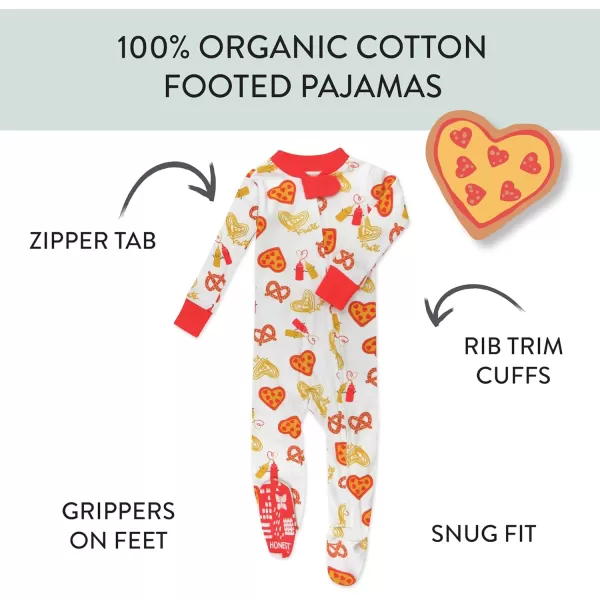 imageHonestBaby Baby Boys NonSlip Footed OnePiece ZipFront 100 Organic Cotton Pajamas LegacyJunk Food Lover