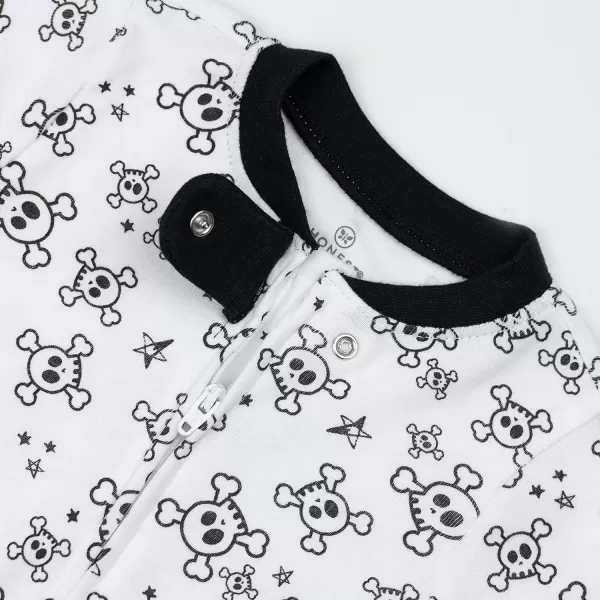 imageHonestBaby Baby Boys NonSlip Footed OnePiece ZipFront 100 Organic Cotton Pajamas LegacyTossed Skulls