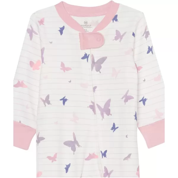 imageHonestBaby Baby Girls 2Pack Sleep and Play Footed Pajamas OnePiece Sleeper Jumpsuit Zipfront Pjs Organic CottonButterfly