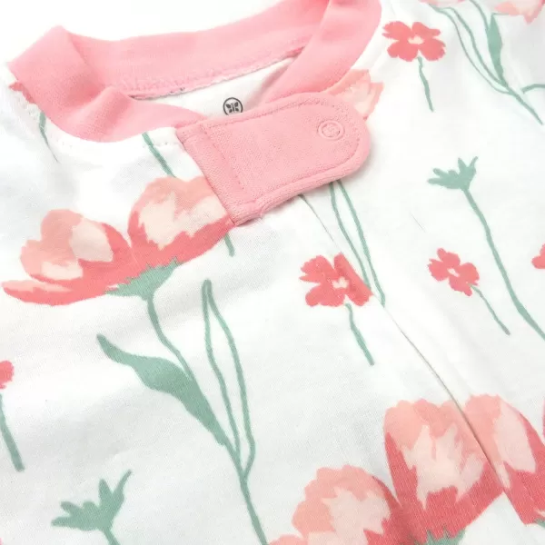 imageHonestBaby Baby Girls 2Pack Sleep and Play Footed Pajamas OnePiece Sleeper Jumpsuit Zipfront Pjs Organic CottonJumbo Ombre Stripe Strawberry Cream