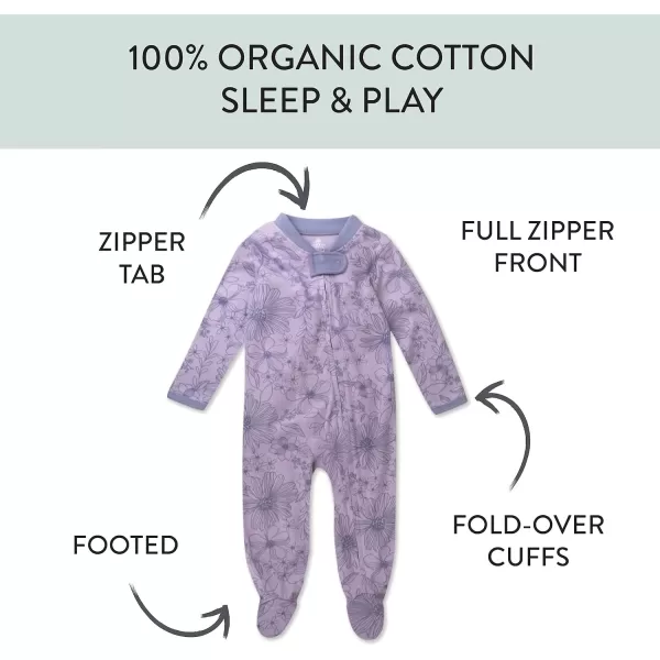 imageHonestBaby Baby Girls 2Pack Sleep and Play Footed Pajamas OnePiece Sleeper Jumpsuit Zipfront Pjs Organic CottonPurple Plaid
