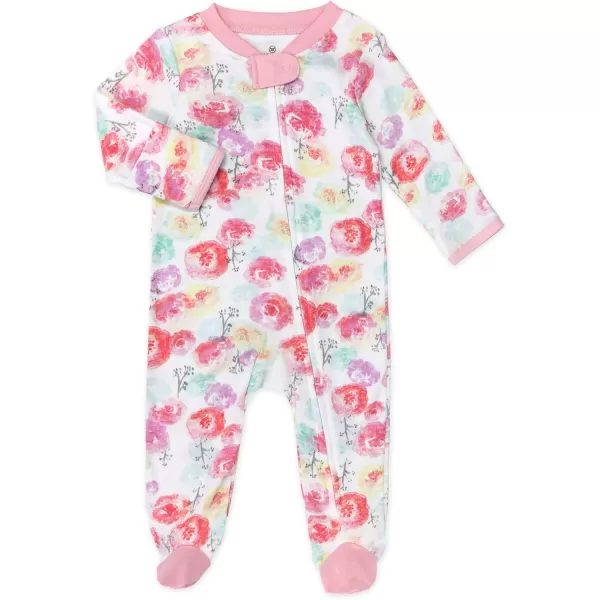 imageHonestBaby Baby Girls 2Pack Sleep and Play Footed Pajamas OnePiece Sleeper Jumpsuit Zipfront Pjs Organic CottonRose BlossomLove Dot