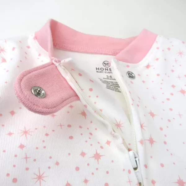 imageHonestBaby Baby Girls 2Pack Sleep and Play Footed Pajamas OnePiece Sleeper Jumpsuit Zipfront Pjs Organic CottonTwinkle Star WhitePink