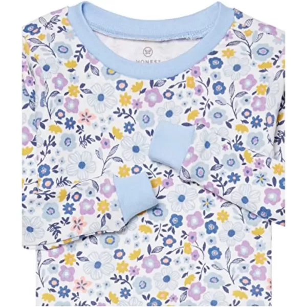 imageHonestBaby Baby Girls 2Piece Pajamas Sleepwear PJs 100 Organic Cotton for Infant Baby and Toddler Girl UnisexFall Floral Purple