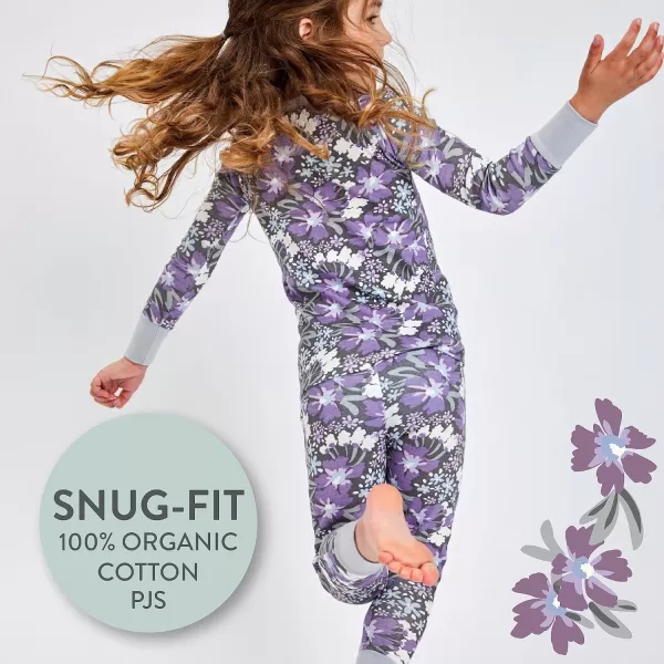 imageHonestBaby Baby Girls 2Piece Pajamas Sleepwear PJs 100 Organic Cotton for Infant Baby and Toddler Girl UnisexJumbo Floral Dusty Purple