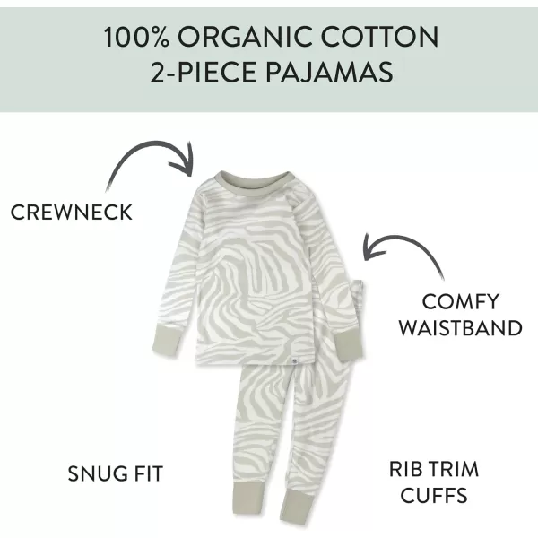 imageHonestBaby Baby Girls 2Piece Pajamas Sleepwear PJs 100 Organic Cotton for Infant Baby and Toddler Girl UnisexLight Zanzibar Zebra