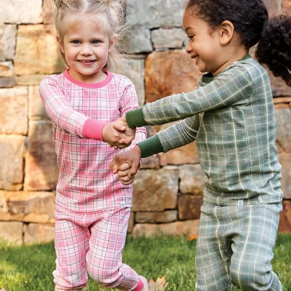 imageHonestBaby Baby Girls 2Piece Pajamas Sleepwear PJs 100 Organic Cotton for Infant Baby and Toddler Girl UnisexRomantic Plaid