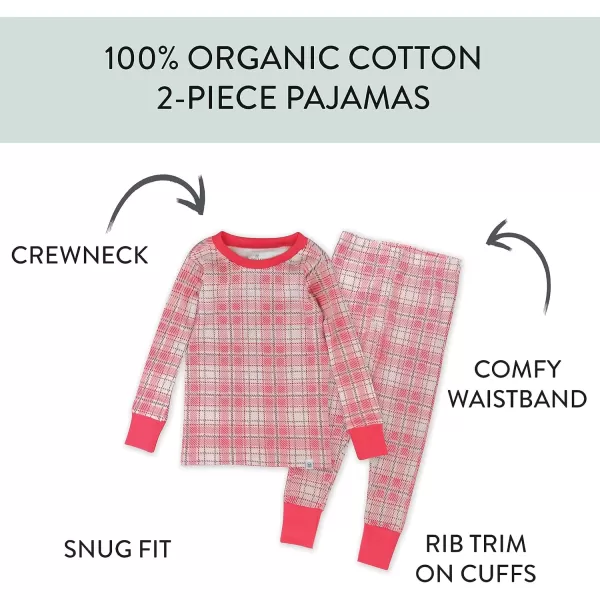 imageHonestBaby Baby Girls 2Piece Pajamas Sleepwear PJs 100 Organic Cotton for Infant Baby and Toddler Girl UnisexRomantic Plaid
