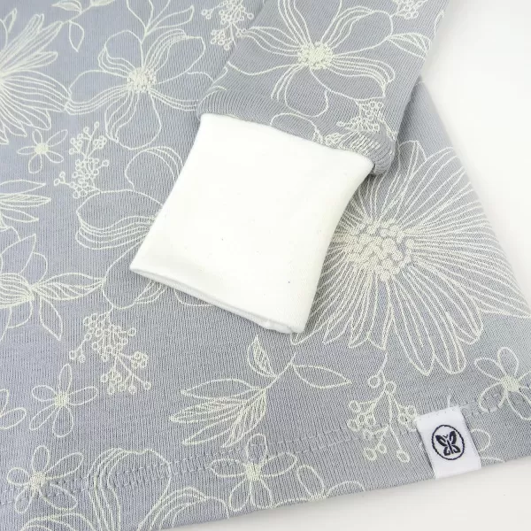 imageHonestBaby Baby Girls 2Piece Pajamas Sleepwear PJs 100 Organic Cotton for Infant Baby and Toddler Girl UnisexSketchy Floral Gray