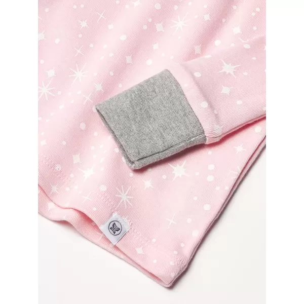 imageHonestBaby Baby Girls 2Piece Pajamas Sleepwear PJs 100 Organic Cotton for Infant Baby and Toddler Girl UnisexTwinkle Star Pink