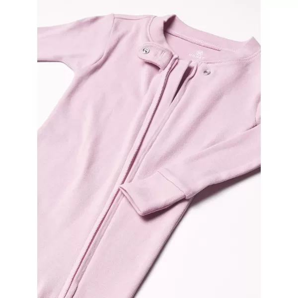 imageHonestBaby Baby Girls NonSlip Footed OnePiece ZipFront 100 Organic Cotton Pajamas LegacyLilac