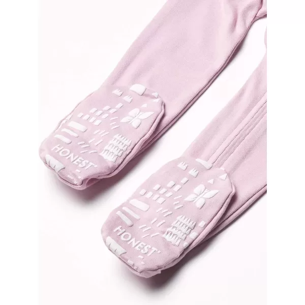 imageHonestBaby Baby Girls NonSlip Footed OnePiece ZipFront 100 Organic Cotton Pajamas LegacyLilac