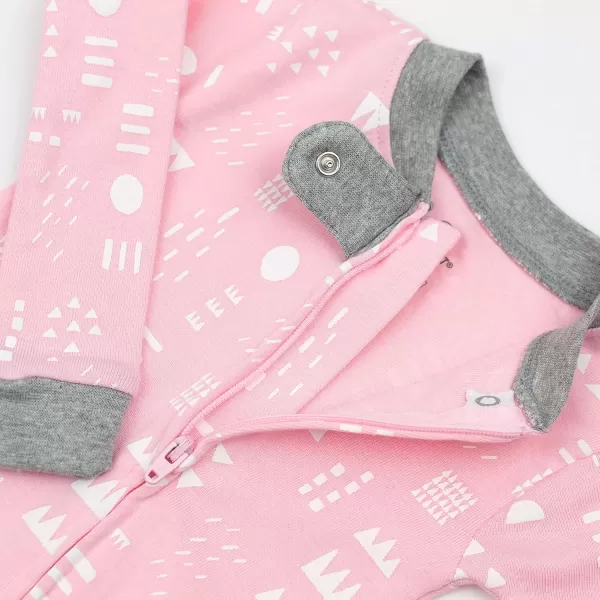 imageHonestBaby Baby Girls NonSlip Footed OnePiece ZipFront 100 Organic Cotton Pajamas LegacyPattern Play Pink