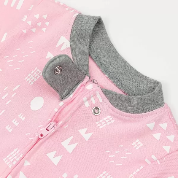 imageHonestBaby Baby Girls NonSlip Footed OnePiece ZipFront 100 Organic Cotton Pajamas LegacyPattern Play Pink