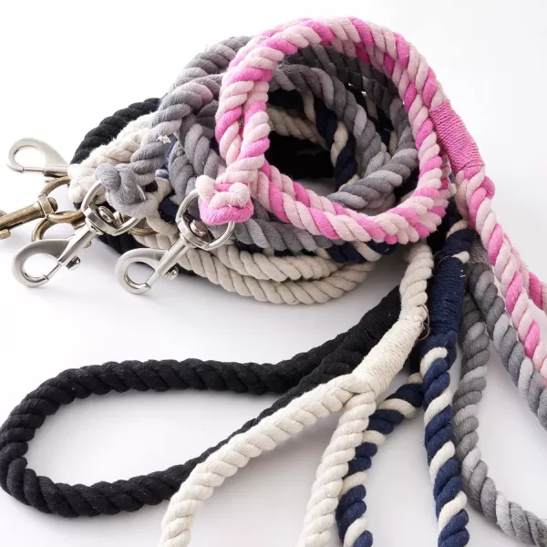 imageHonestBaby Collars and Leash Sets Braided and Vegan Suede for Dogs Organic Cotton for Pets BlackBlack One SizeBlackBlack Cotton Leash with Handle