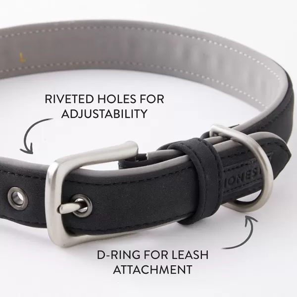 imageHonestBaby Collars and Leash Sets Braided and Vegan Suede for Dogs Organic Cotton for Pets BlackBlack One SizeBlackGray Padded Collar