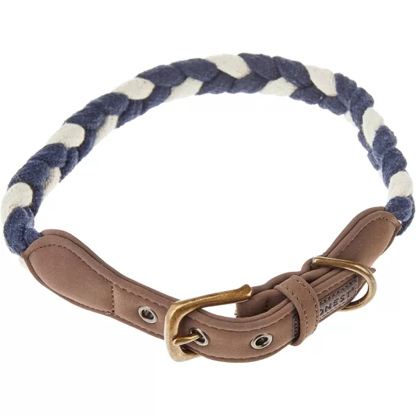 imageHonestBaby Collars and Leash Sets Braided and Vegan Suede for Dogs Organic Cotton for Pets BlackBlack One SizeNavyIvory CollarRope Leash Set