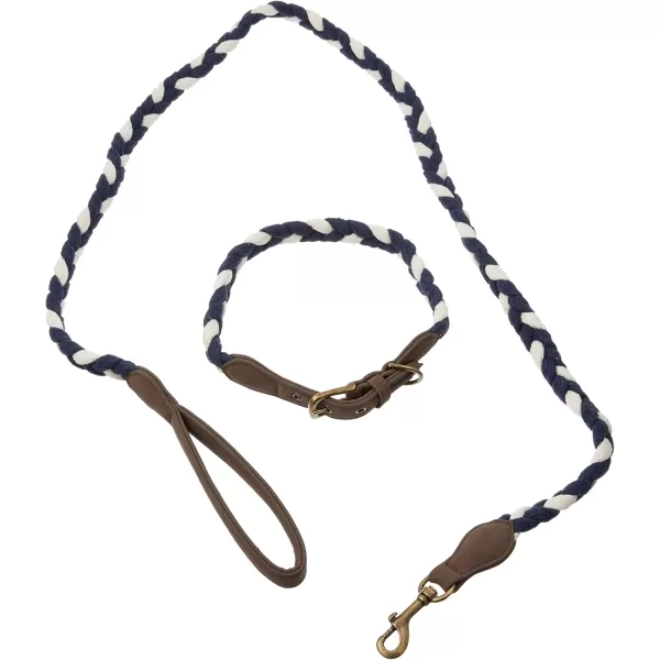 imageHonestBaby Collars and Leash Sets Braided and Vegan Suede for Dogs Organic Cotton for Pets BlackBlack One SizeNavyIvory CollarRope Leash Set