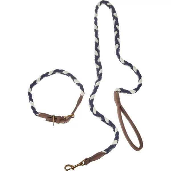 imageHonestBaby Collars and Leash Sets Braided and Vegan Suede for Dogs Organic Cotton for Pets BlackBlack One SizeNavyIvory CollarRope Leash Set