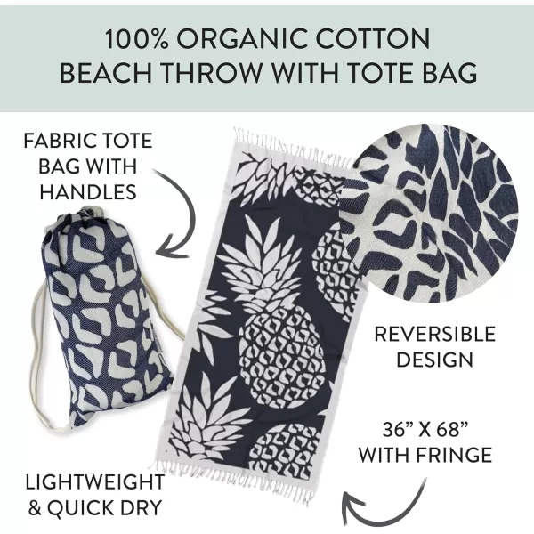 imageHonestBaby Extra Large Throw Beach Towel 100 Organic Cotton for Baby Boys Girls Unisex Khaki Pineapple One SizeNavy Pineapple