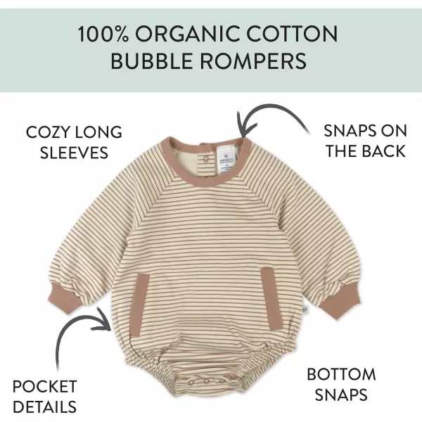 imageHonestBaby Multipack Short Romper Sets and Dresses 100 Organic Cotton for Infant Baby and Toddler Boys Girls UnisexMini Mink Stripe