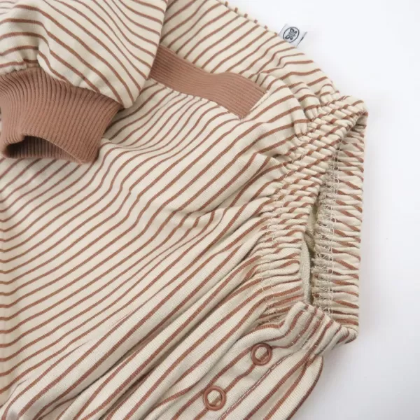imageHonestBaby Multipack Short Romper Sets and Dresses 100 Organic Cotton for Infant Baby and Toddler Boys Girls UnisexMini Mink Stripe