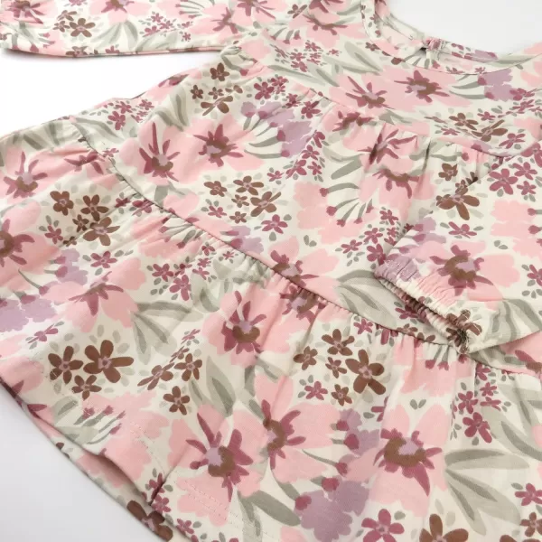 imageHonestBaby Multipack Short Romper Sets and Dresses 100 Organic Cotton for Infant Baby and Toddler Boys Girls UnisexPainted Floral Pink