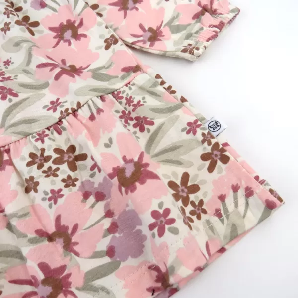imageHonestBaby Multipack Short Romper Sets and Dresses 100 Organic Cotton for Infant Baby and Toddler Boys Girls UnisexPainted Floral Pink