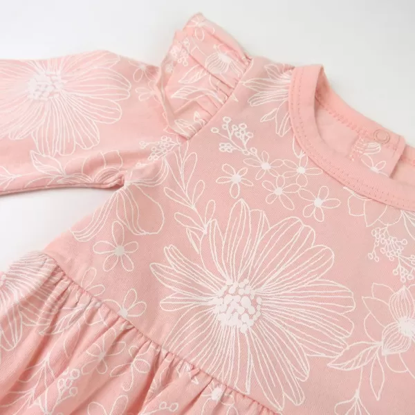 imageHonestBaby Multipack Short Romper Sets and Dresses 100 Organic Cotton for Infant Baby and Toddler Boys Girls UnisexSketchy Floral Dusty Pink