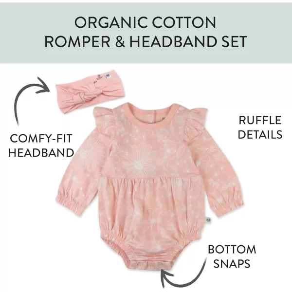 imageHonestBaby Multipack Short Romper Sets and Dresses 100 Organic Cotton for Infant Baby and Toddler Boys Girls UnisexSketchy Floral Dusty Pink