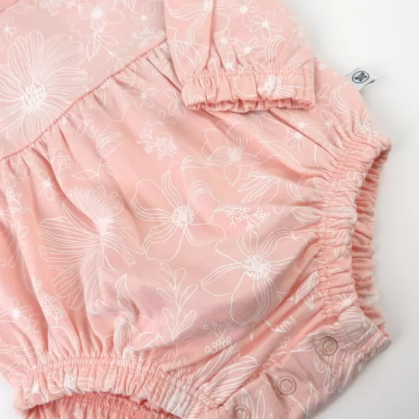 imageHonestBaby Multipack Short Romper Sets and Dresses 100 Organic Cotton for Infant Baby and Toddler Boys Girls UnisexSketchy Floral Dusty Pink