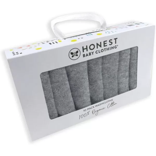 imageHonestBaby 10Pack Organic Cotton BabyTerry Wash Cloths Rainbow Blues One Size10pack Grey Heather