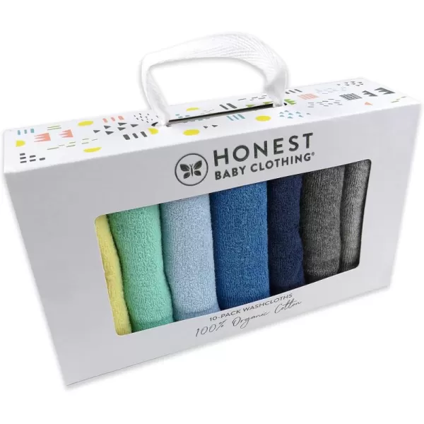 imageHonestBaby 10Pack Organic Cotton BabyTerry Wash Cloths Rainbow Blues One Size10pack Rainbow Blues