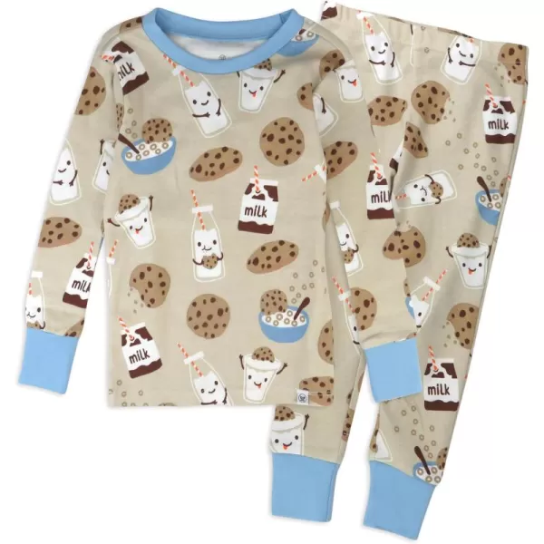 imageHonestBaby 2Piece Pajamas Sleepwear PJs 100 Organic Cotton for Infant Baby and Toddler BoyMilk N Cookies