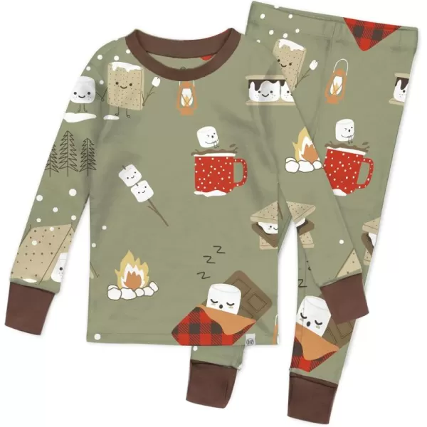 imageHonestBaby 2Piece Pajamas Sleepwear PJs 100 Organic Cotton for Infant Baby and Toddler BoySmores Camp