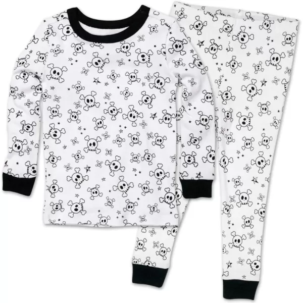 imageHonestBaby 2Piece Pajamas Sleepwear PJs 100 Organic Cotton for Infant Baby and Toddler BoyTossed Skulls