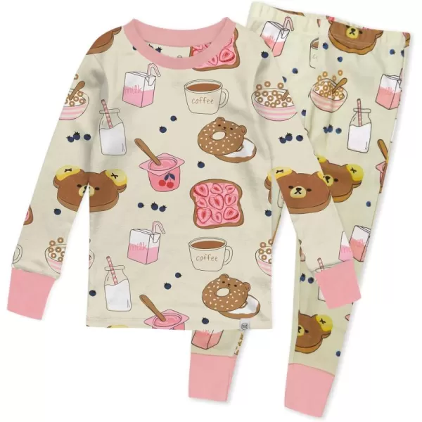 imageHonestBaby 2Piece Pajamas Sleepwear PJs 100 Organic Cotton for Infant Baby and Toddler GirlsBeary Breakfast