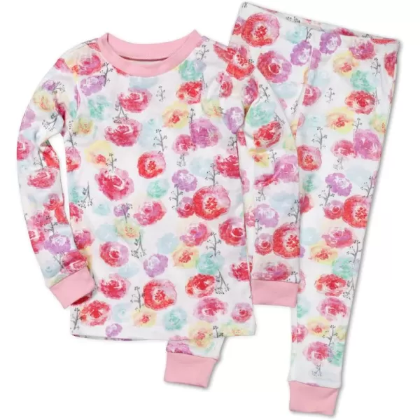 imageHonestBaby 2Piece Pajamas Sleepwear PJs 100 Organic Cotton for Infant Baby and Toddler GirlsRose Blossom