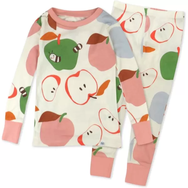 imageHonestBaby 2Piece Pajamas Sleepwear PJs 100 Organic Cotton for Infant Baby and Toddler GirlsSlice O Apple