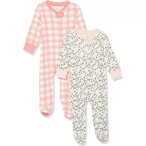 imageHonestBaby Baby 2Pack Sleep and Play Footed Pajamas Onepiece Sleeper Jumpsuit Zipfront Pjs Organic CottonMulti Pebble