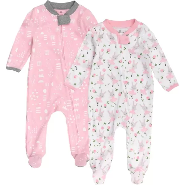 imageHonestBaby Baby 2Pack Sleep and Play Footed Pajamas Onepiece Sleeper Jumpsuit Zipfront Pjs Organic CottonTutucute